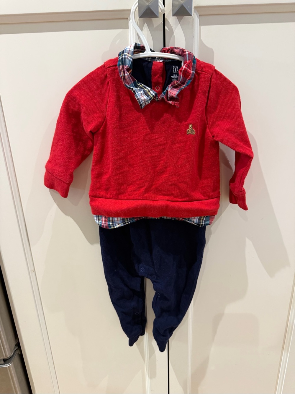 Baby gap 12-18m Navy Baby Layered Romper - Classic Plaid Collar
